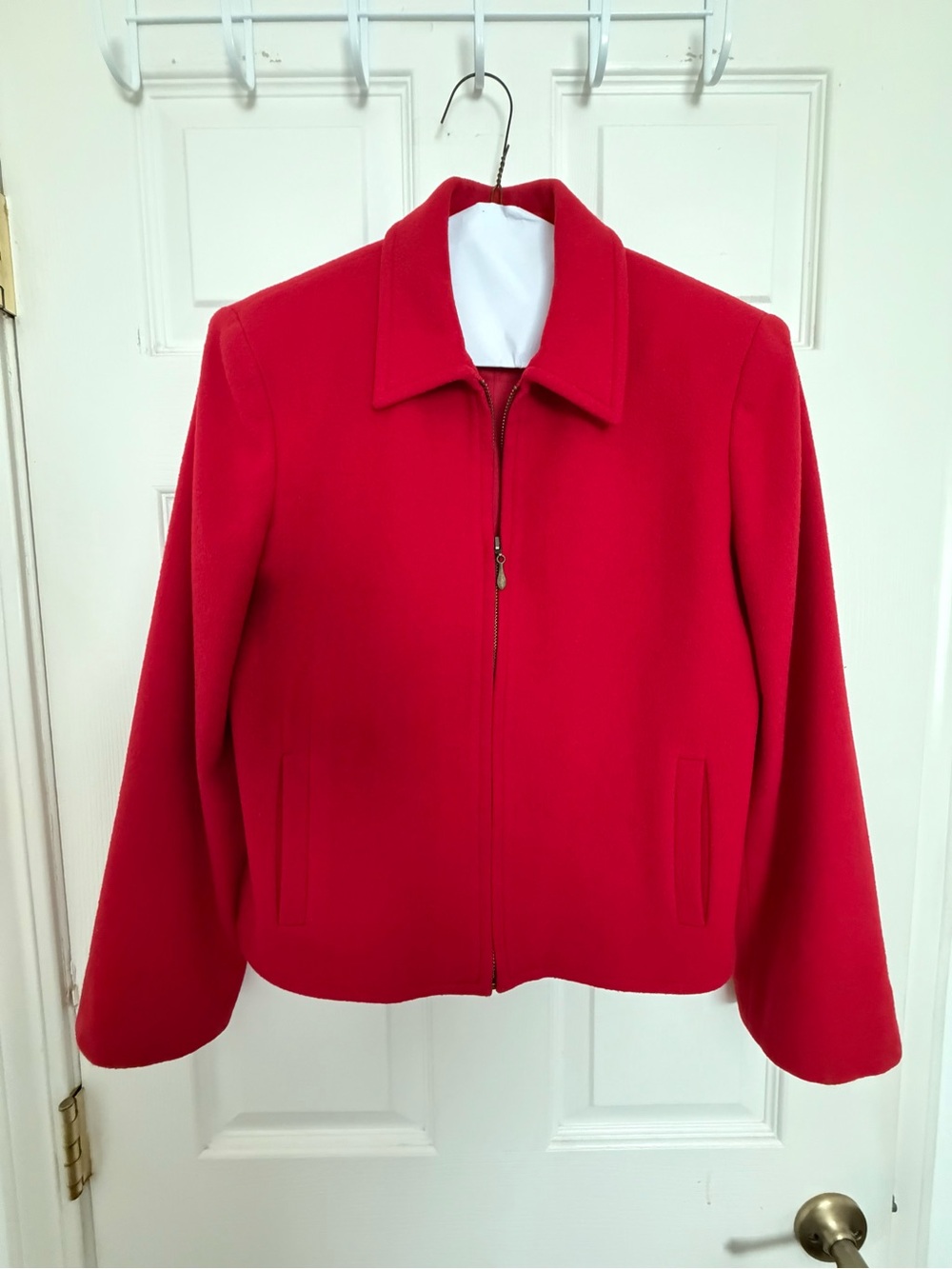 Jones New York Red Zip-Front Pea Coat